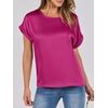 image:imageANRABESS Blouse for Women Dressy Casual Stain Top Short Sleeve ShirtsHot Pink