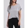 image:imageANRABESS Blouse for Women Dressy Casual Stain Top Short Sleeve ShirtsLight Grey