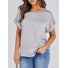image:imageANRABESS Blouse for Women Dressy Casual Stain Top Short Sleeve ShirtsLight Grey