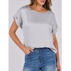 image:imageANRABESS Blouse for Women Dressy Casual Stain Top Short Sleeve ShirtsLight Grey
