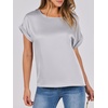 image:imageANRABESS Blouse for Women Dressy Casual Stain Top Short Sleeve ShirtsLight Grey
