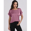 image:imageANRABESS Blouse for Women Dressy Casual Stain Top Short Sleeve ShirtsPink Purple