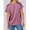image:imageANRABESS Blouse for Women Dressy Casual Stain Top Short Sleeve ShirtsPink Purple