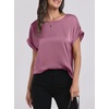 image:imageANRABESS Blouse for Women Dressy Casual Stain Top Short Sleeve ShirtsPink Purple