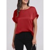 image:imageANRABESS Blouse for Women Dressy Casual Stain Top Short Sleeve ShirtsRed