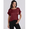 image:imageANRABESS Blouse for Women Dressy Casual Stain Top Short Sleeve ShirtsWine Red