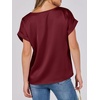 image:imageANRABESS Blouse for Women Dressy Casual Stain Top Short Sleeve ShirtsWine Red
