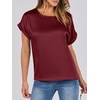 image:imageANRABESS Blouse for Women Dressy Casual Stain Top Short Sleeve ShirtsWine Red