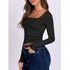 image:imageANRABESS Long Sleeve Shirts for Women Double Lined Crop TopsBlack