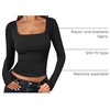 image:imageANRABESS Long Sleeve Shirts for Women Double Lined Crop TopsBlack