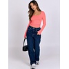 image:imageANRABESS Long Sleeve Shirts for Women Double Lined Crop TopsBright Coral