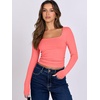 image:imageANRABESS Long Sleeve Shirts for Women Double Lined Crop TopsBright Coral