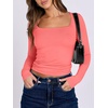 image:imageANRABESS Long Sleeve Shirts for Women Double Lined Crop TopsBright Coral