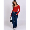 image:imageANRABESS Long Sleeve Shirts for Women Double Lined Crop TopsBright Red