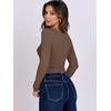 image:imageANRABESS Long Sleeve Shirts for Women Double Lined Crop TopsBrown