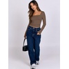 image:imageANRABESS Long Sleeve Shirts for Women Double Lined Crop TopsBrown