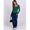 image:imageANRABESS Long Sleeve Shirts for Women Double Lined Crop TopsForest Green