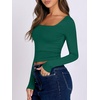image:imageANRABESS Long Sleeve Shirts for Women Double Lined Crop TopsForest Green