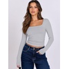 image:imageANRABESS Long Sleeve Shirts for Women Double Lined Crop TopsGrey
