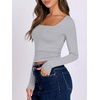image:imageANRABESS Long Sleeve Shirts for Women Double Lined Crop TopsGrey