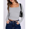 image:imageANRABESS Long Sleeve Shirts for Women Double Lined Crop TopsGrey