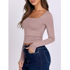 image:imageANRABESS Long Sleeve Shirts for Women Double Lined Crop TopsGrey Pink