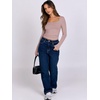image:imageANRABESS Long Sleeve Shirts for Women Double Lined Crop TopsGrey Pink