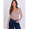 image:imageANRABESS Long Sleeve Shirts for Women Double Lined Crop TopsGrey Pink