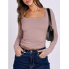 image:imageANRABESS Long Sleeve Shirts for Women Double Lined Crop TopsGrey Pink