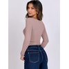 image:imageANRABESS Long Sleeve Shirts for Women Double Lined Crop TopsGrey Pink