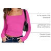 image:imageANRABESS Long Sleeve Shirts for Women Double Lined Crop TopsHot Pink