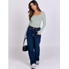 image:imageANRABESS Long Sleeve Shirts for Women Double Lined Crop TopsLight Green
