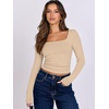 image:imageANRABESS Long Sleeve Shirts for Women Double Lined Crop TopsLight Khaki