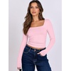 image:imageANRABESS Long Sleeve Shirts for Women Double Lined Crop TopsLight Pink