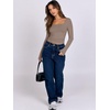 image:imageANRABESS Long Sleeve Shirts for Women Double Lined Crop TopsLight Tan Khaki