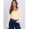 image:imageANRABESS Long Sleeve Shirts for Women Double Lined Crop TopsParchment Apricot