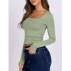 image:imageANRABESS Long Sleeve Shirts for Women Double Lined Crop TopsPea Green