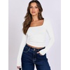image:imageANRABESS Long Sleeve Shirts for Women Double Lined Crop TopsWhite
