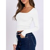 image:imageANRABESS Long Sleeve Shirts for Women Double Lined Crop TopsWhite