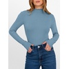 image:imageANRABESS Long Sleeve Shirts for Women Mock Neck TopsGrey Blue