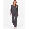 image:imageANRABESS Lounge Sets for Women 2 Piece Fuzzy Pajama SetDeep Grey