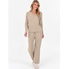 image:imageANRABESS Lounge Sets for Women 2 Piece Fuzzy Pajama SetLight Khaki