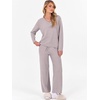 image:imageANRABESS Lounge Sets for Women 2 Piece Fuzzy Pajama SetSilver Grey