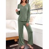 image:imageANRABESS Pajamas for Women Set Comfy 2 Piece Lounge OutfitsDeep Green