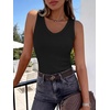 image:imageANRABESS Tank Tops for Women V Neck Summer Sleeveless Ribbed KnitBlack