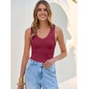 image:imageANRABESS Tank Tops for Women V Neck Summer Sleeveless Ribbed KnitDeep Red