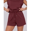 image:imageANRABESS Two Piece Sets for Women 2026 Summer Short Lounge SetBurgundy