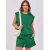 image:imageANRABESS Two Piece Sets for Women 2026 Summer Short Lounge SetDeep Green