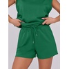 image:imageANRABESS Two Piece Sets for Women 2026 Summer Short Lounge SetDeep Green