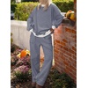 image:imageANRABESS Two Piece Sets for Women Striped Lounge SetNavy Blue White Stripe